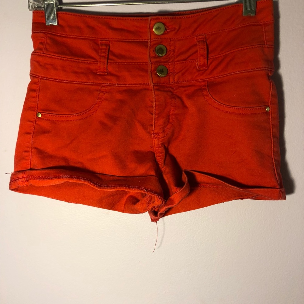 High waisted red shorts